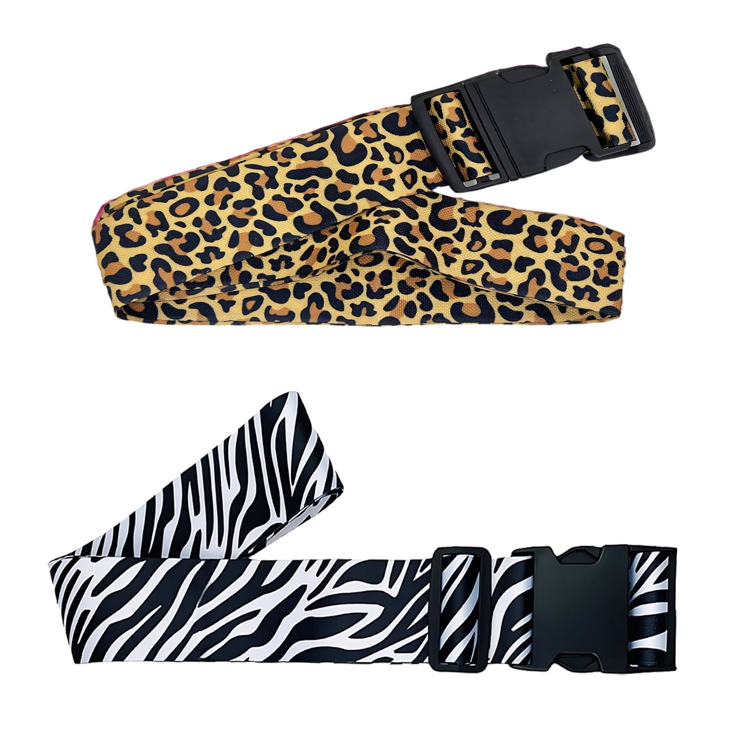 Koffergurt, 2 Stück Luggage Strap, Gepäckgurt, Kofferband, Leopardenmuster, Zebra-Print Design Koffergurte, Gepäck Schnell Identifizieren Und Schützen,für Rucksack, Koffer