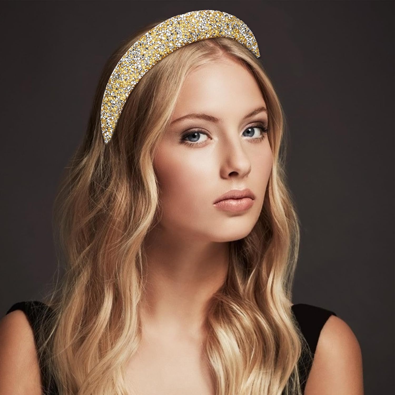 Jaciya Gold Headband for Women Girls Hair Accessories Rhinestone Headband Glitter Sparkle Head Band Women's Fashion Hairband