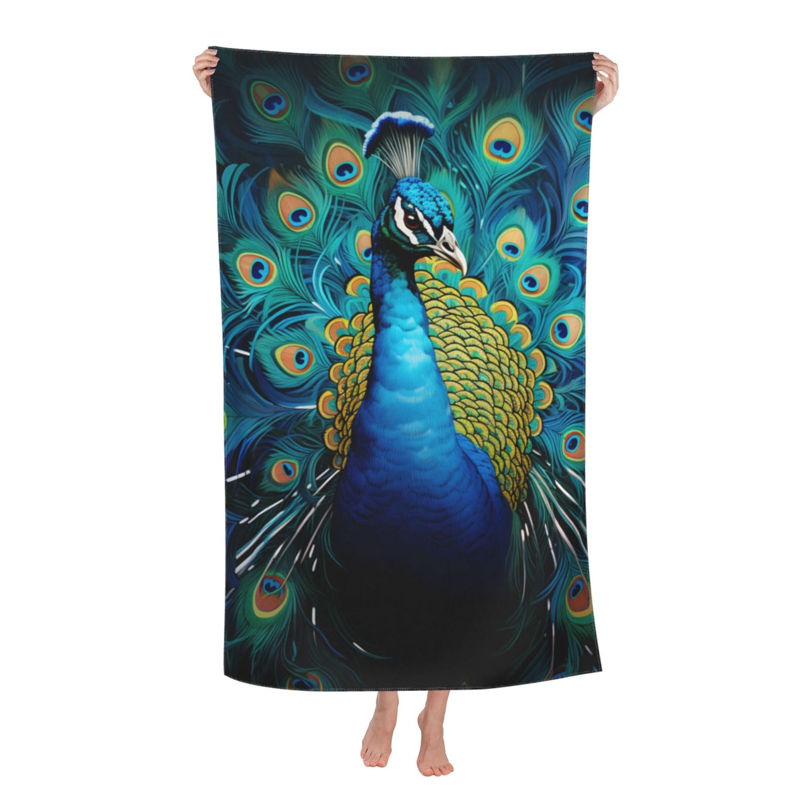 VANZEV Peacock Beach Towel Cute Bird Sand-Free Microfiber Bath Towel Ultra Soft Quick Dry Pool Towel Absorbent Towel Lightweight Towel Gifts for