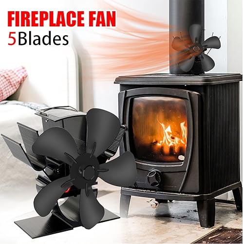 Miniatura 7 de Ventilador de estufa de 5 cuchillas mini ventilador portátil de chimenea alimentado por calor quemador de madera calentador silencioso distribución