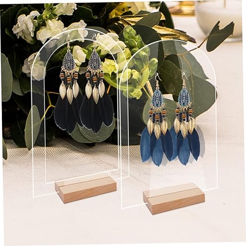 Miniatura 9 de Elegante soporte de acrílico para pendientes con base de madera, 6 piezas, soporte para venta al por menor para organizador de joyas