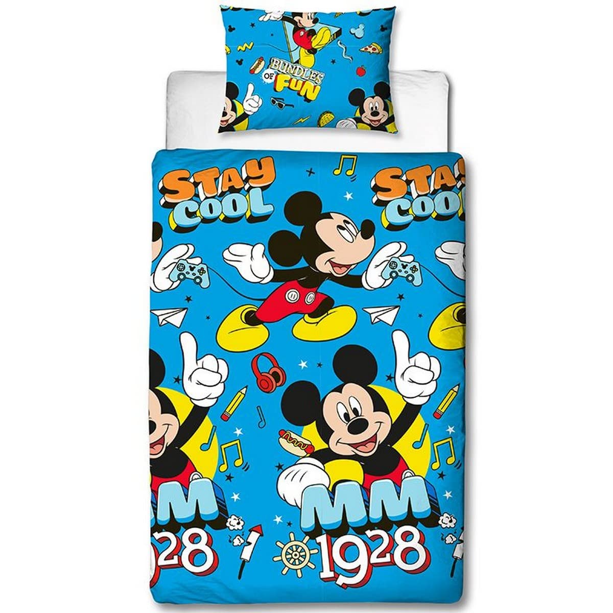 DisneyMICKEY MOUSE "Cool Repeat Print Design Duvet Set, Multi-Colour, Single
