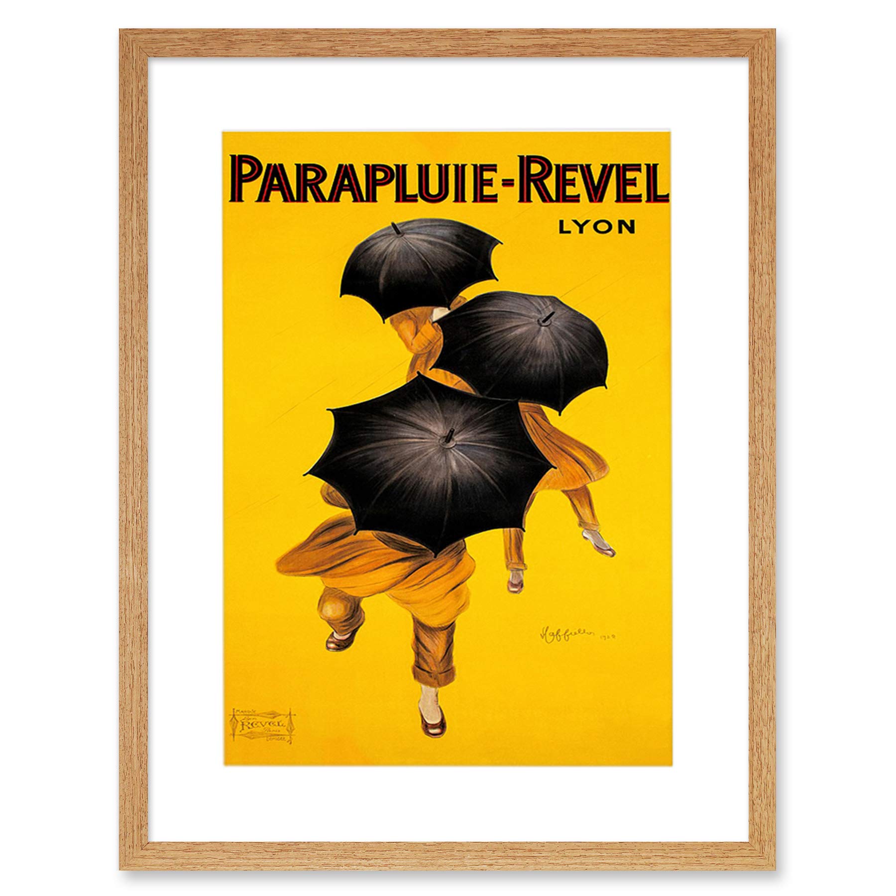 Wee Blue Coo Parapluie Revel Umbrella Rain Lyon France Artwork Framed Wall Art Print 12X16 Inch