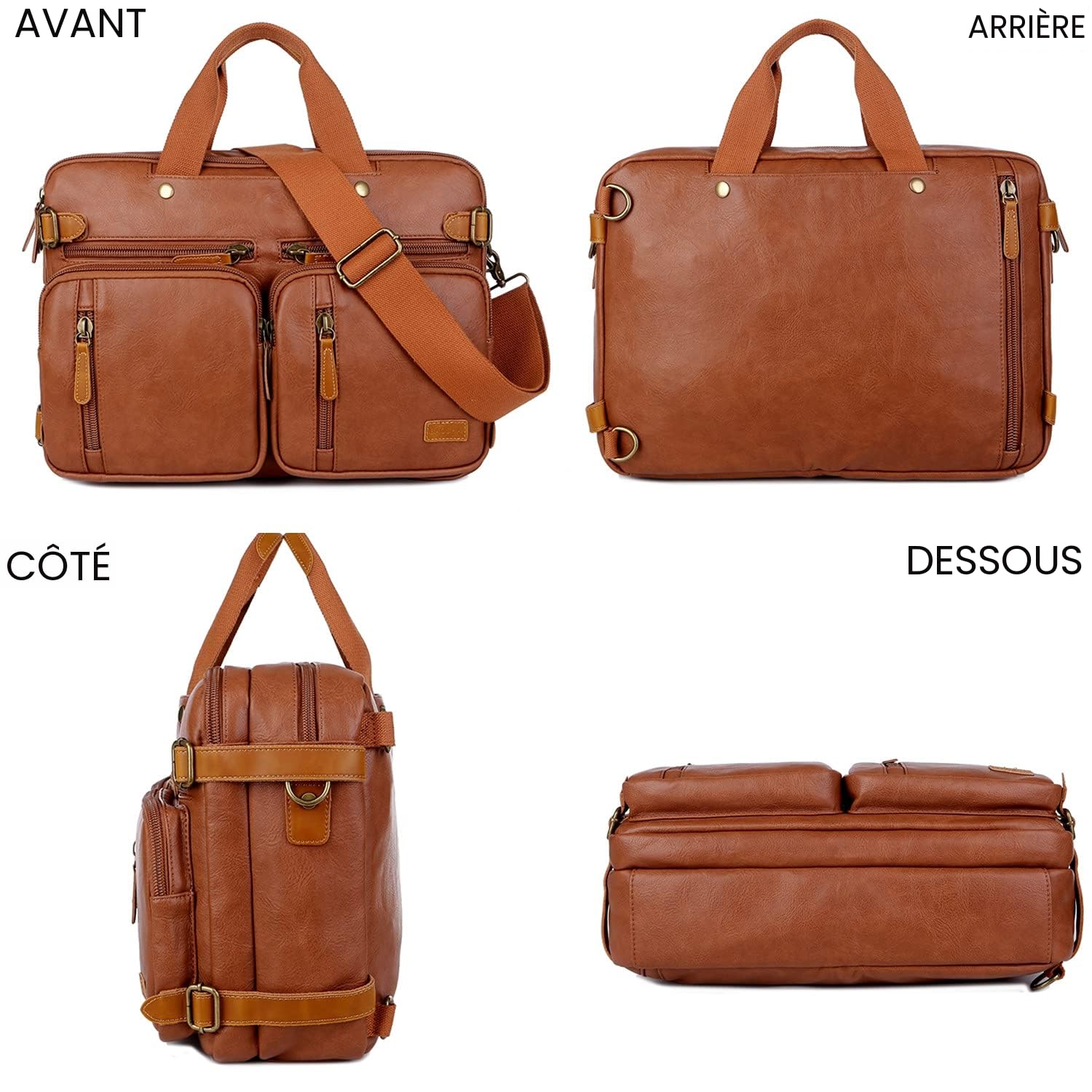 HB-22 Sacoche à dos hybride en cuir synthétique pour homme 17" Sac à bandoulière Business Sac à bandoulière polyvalent Sac à bandoulière pour homme