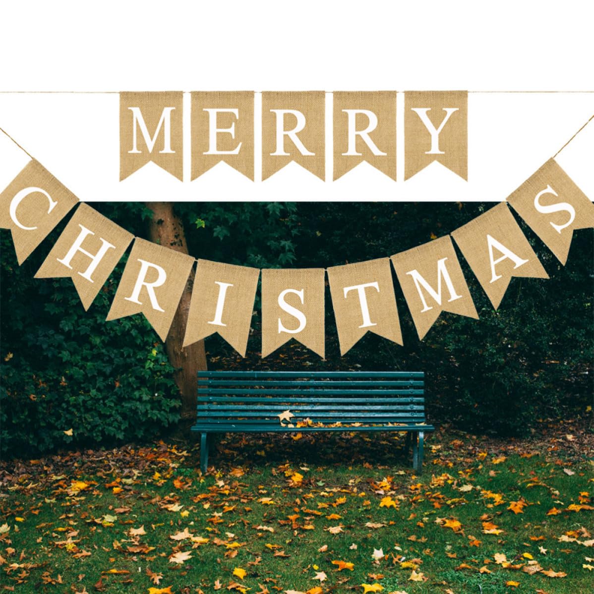 VICASKY Pancarta Colgante Diseño de de Golondrina Letras de Feliz Navidad de Lino Banderines de Arpillera para Decoración Interior y Exterior para Fiestas