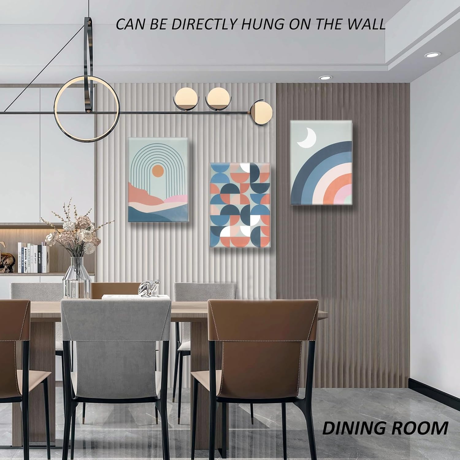 BIHRTC 3 Pieces Canvas Wall Pictures Neutral Abstract Wall Art Decor Printing Boho Wall Decor for Living Room Bedroom Office Home Wall Decorations Artwork Inspiration Wall Pictures (Frame)