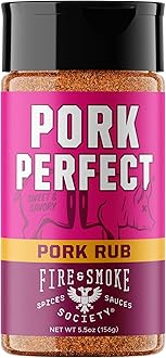 Fire & Smoke Society Pork Perfect Pork Rub | BBQ Seasoning for Smoking and Grilling Meat | Ribs, Dry BBQ Rubs and Spices | Paprika, Mustard, Cayenne Pepper & Salt | M 5.5 oz