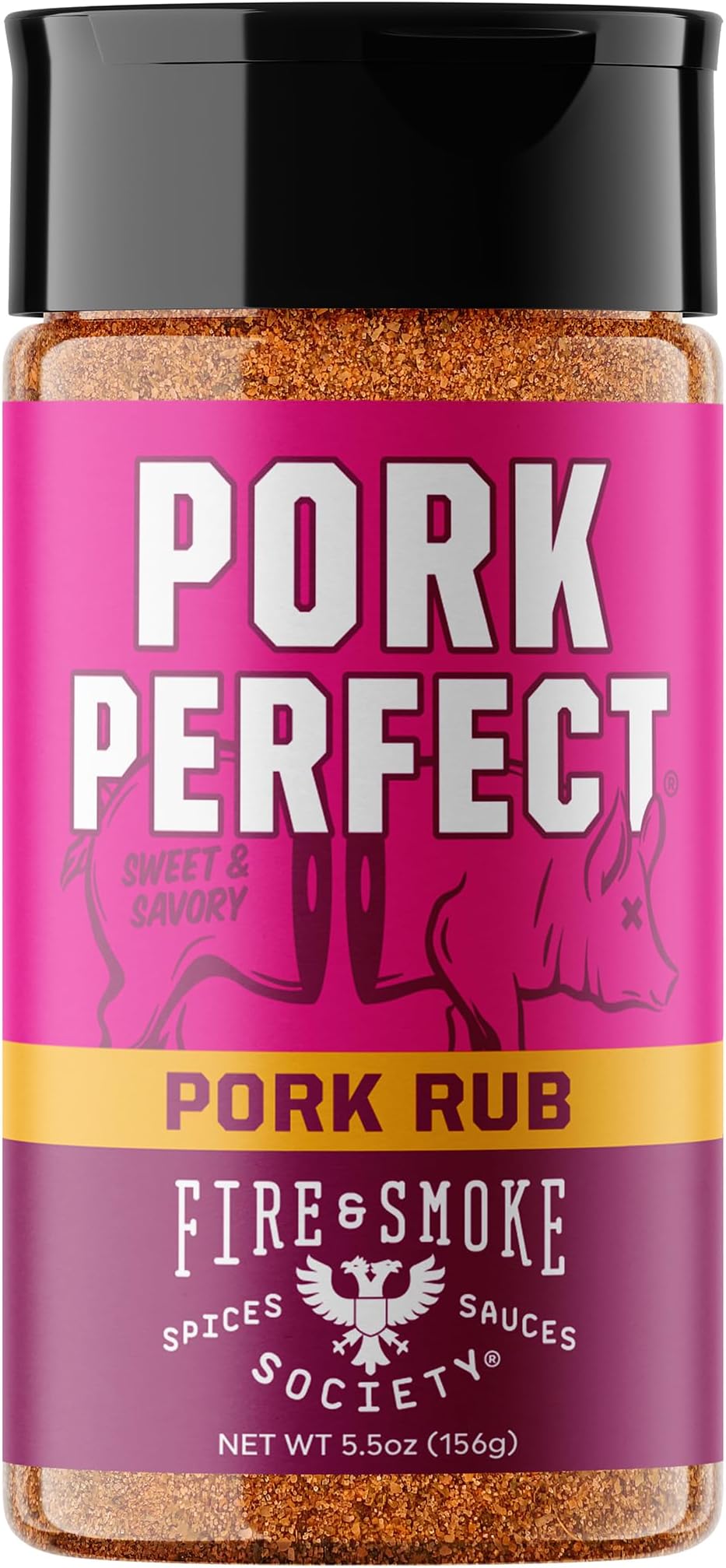 Fire & Smoke Society Pork Perfect Pork Rub | BBQ Seasoning for Smoking and Grilling Meat | Ribs, Dry BBQ Rubs and Spices | Paprika, Mustard, Cayenne Pepper & Salt | M 5.5 oz