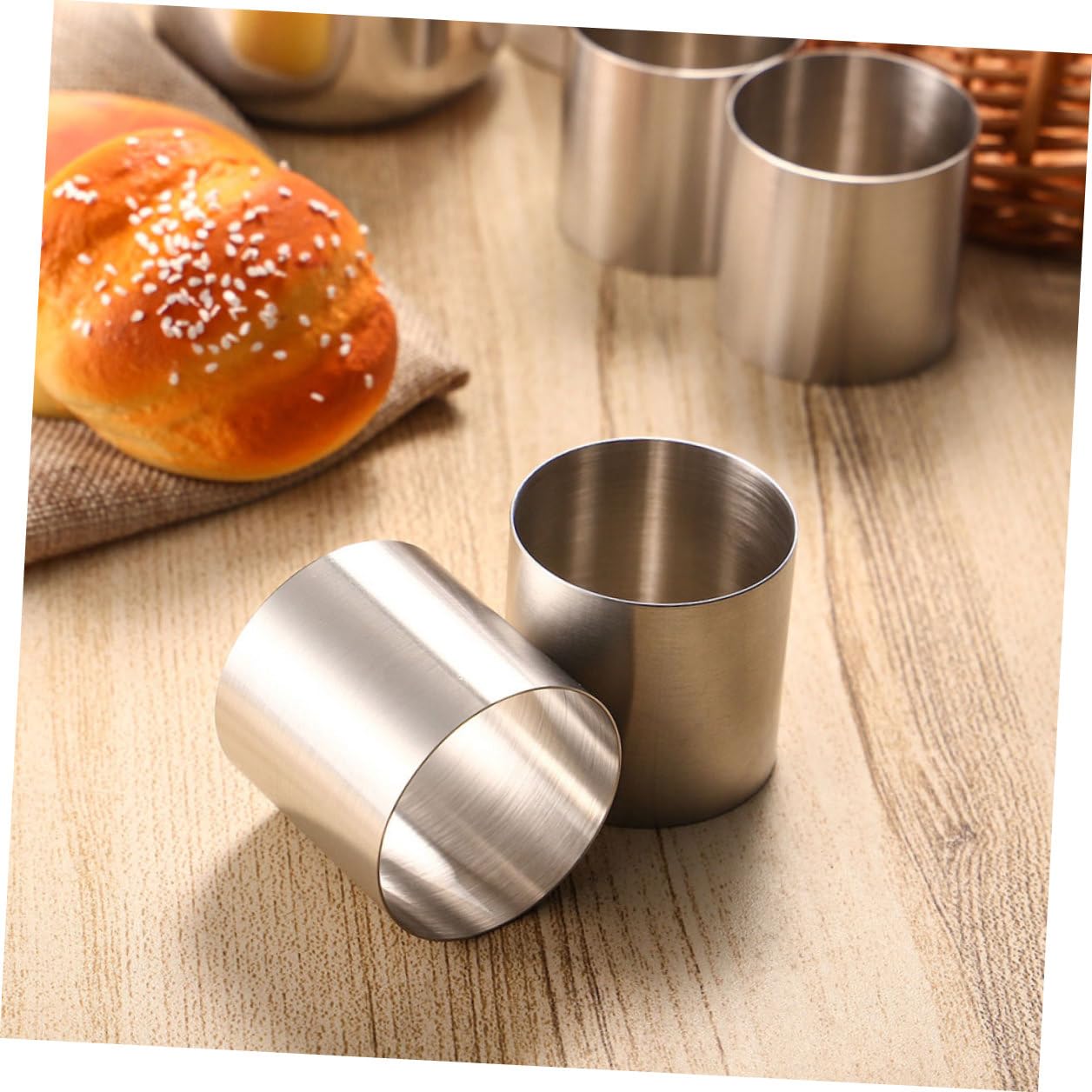 Molde de Repostería Redondo de Acero Inoxidable 8 Piezas 5x5cm Bordes Lisos para Hornear Tartas Mousse y Postres en Cocina y Panadería