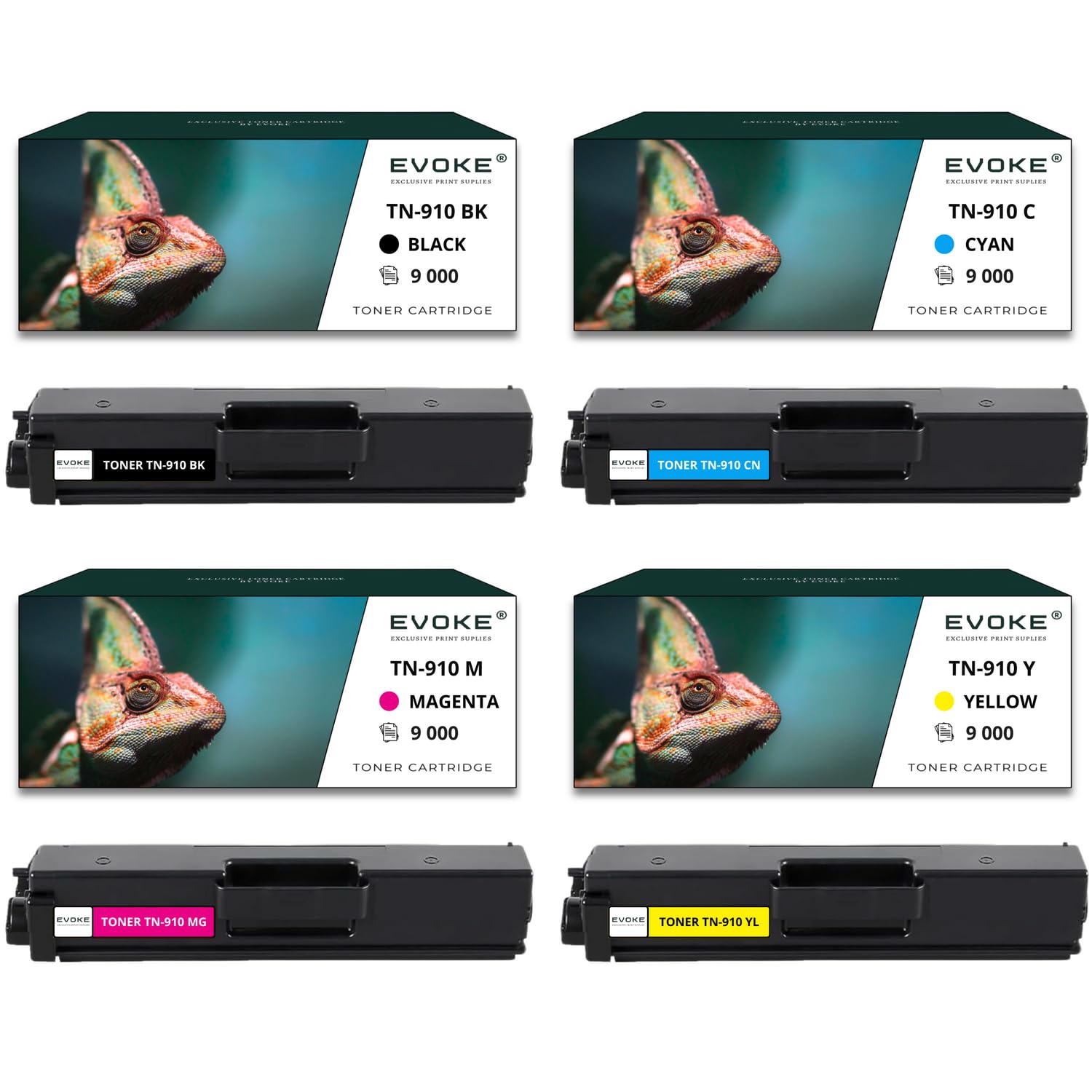 EVOKE TN910 TN-910 Toner Kompatybilny z Brother HL-L9310CDW MFC-L9570CDW MFC-L9570CDW (Zestaw CMYK) 36000 Stron