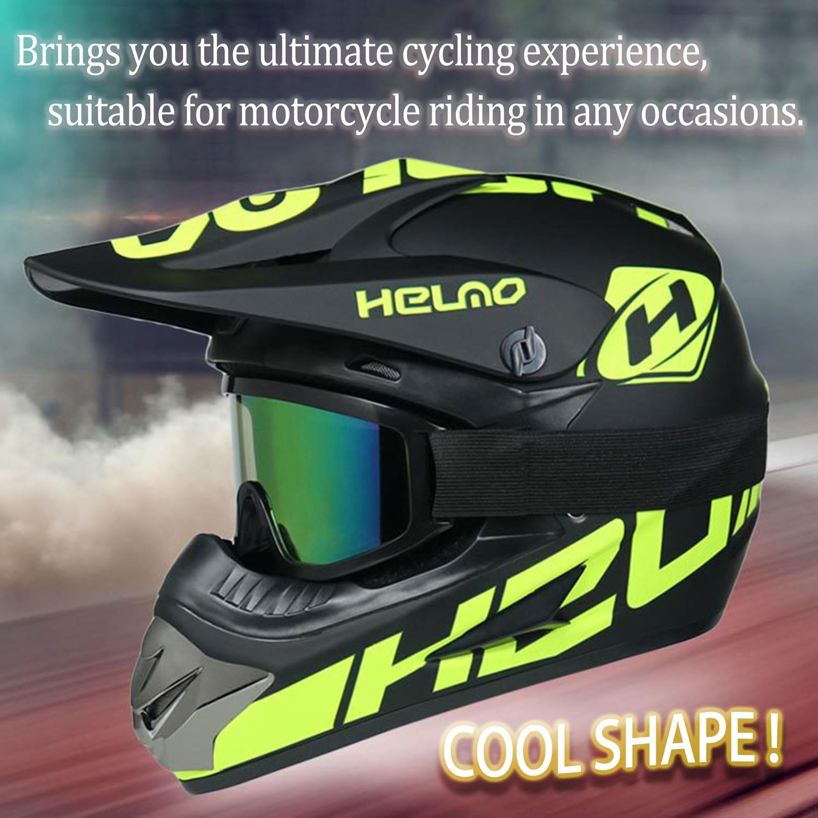 Casco Motocross Hombre Mujer Casco Integral De Moto ECE Casco Cross para ATV Bicicleta Off Road Downhill Eduro Quad BMX MTB Jóvenes Adultos Casco De Descenso, con Gafas Guantes,Black~1-XXL