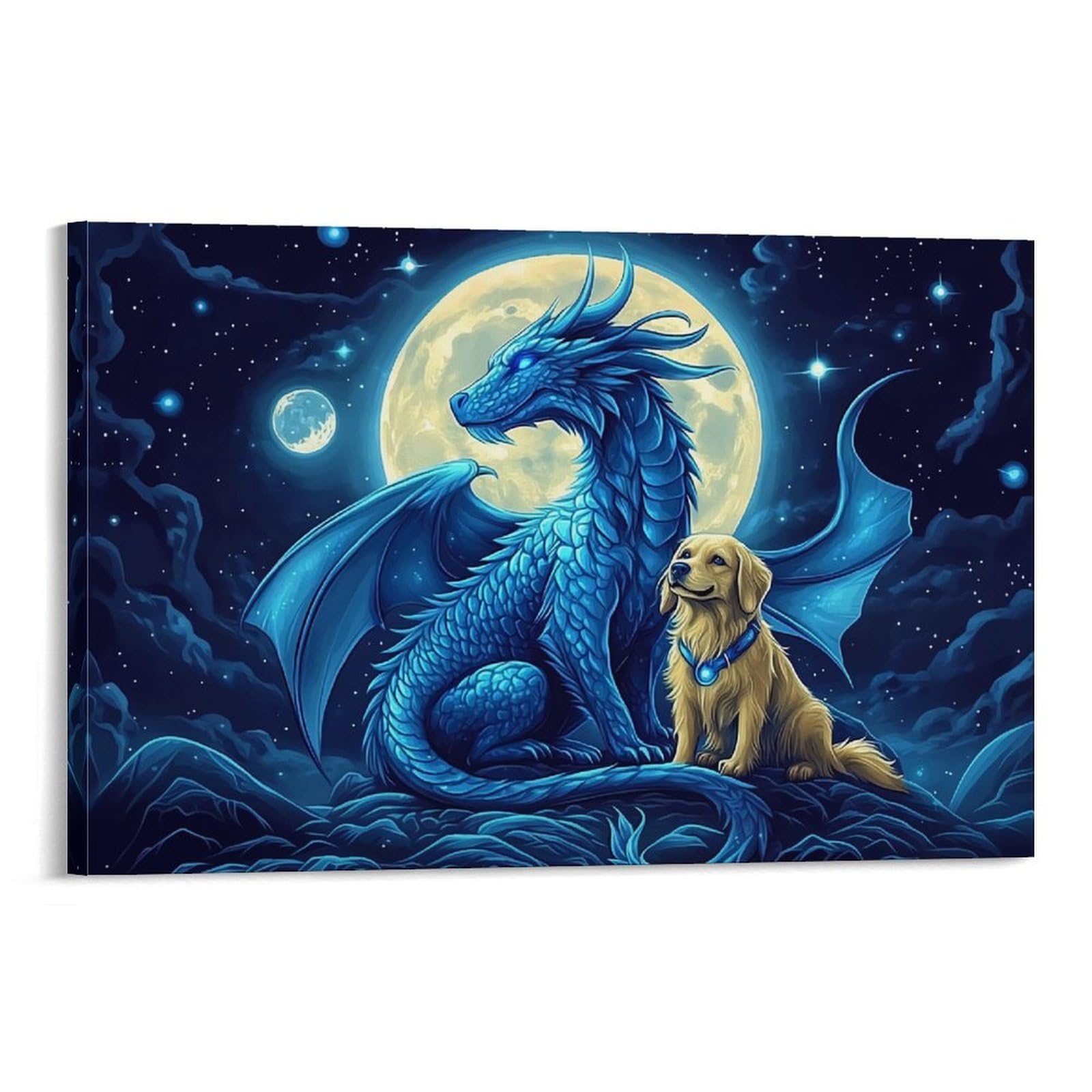 Amazon.com: KRECDKQ Dragon Poster,Blue Dragon Dog Golden Retriever