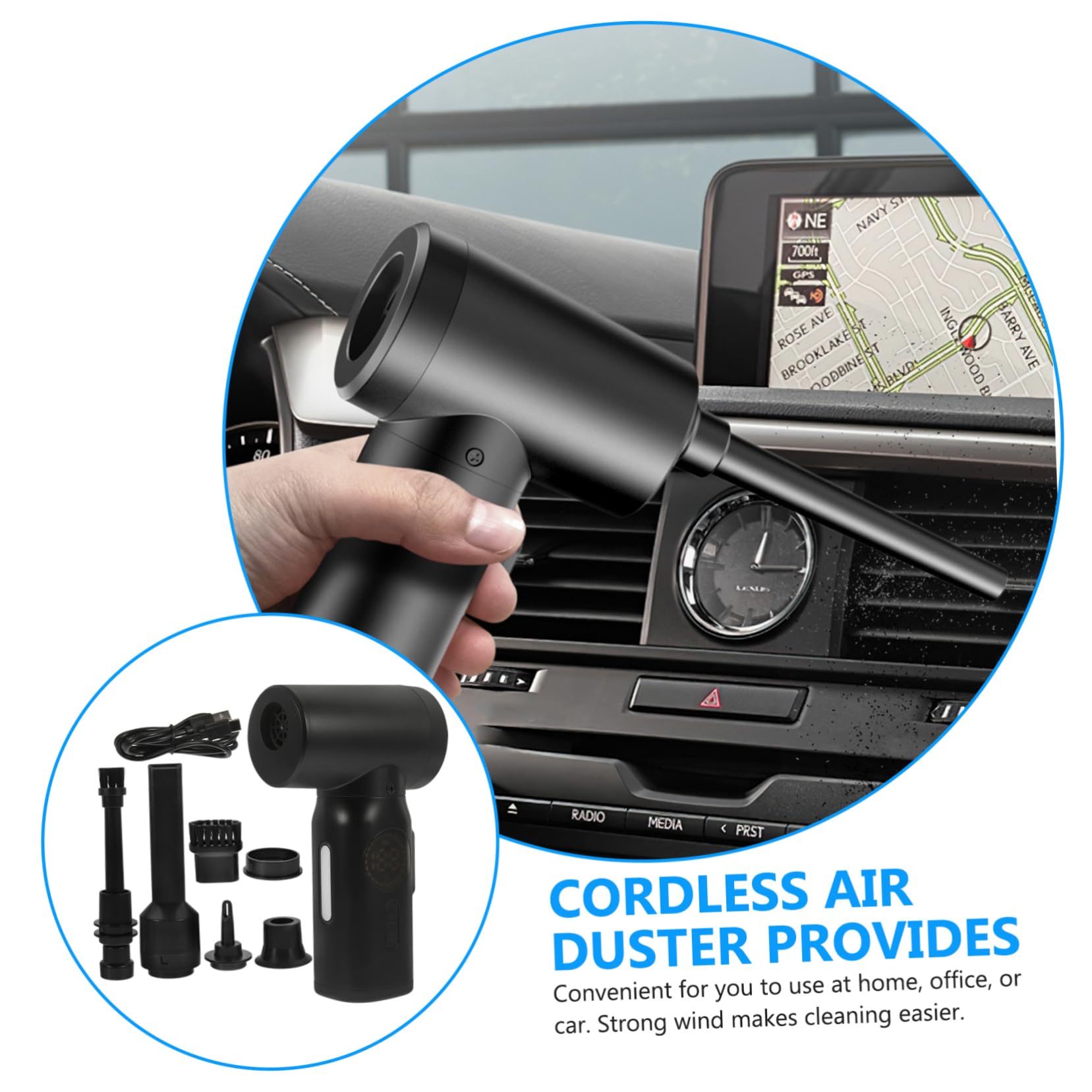 Hemoton Duster for Home Car Cordless Compressed Air Electric Dust Blower Cleaner