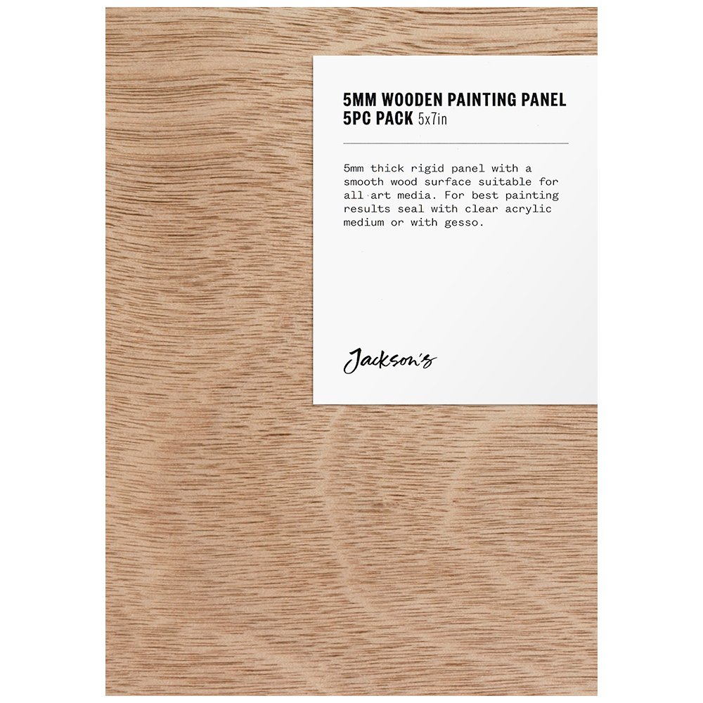 Jackson's : 5mm Wooden Painting Panel : 5x7in (Apx.13x18cm) : Pack of 5 : Smo...