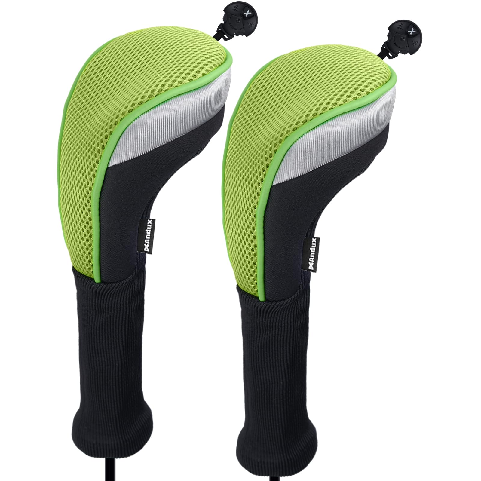 Andux Long Neck Golf Hybrid Club Head Covers with Dial No. Tag CTMT-02 2pcs Green
