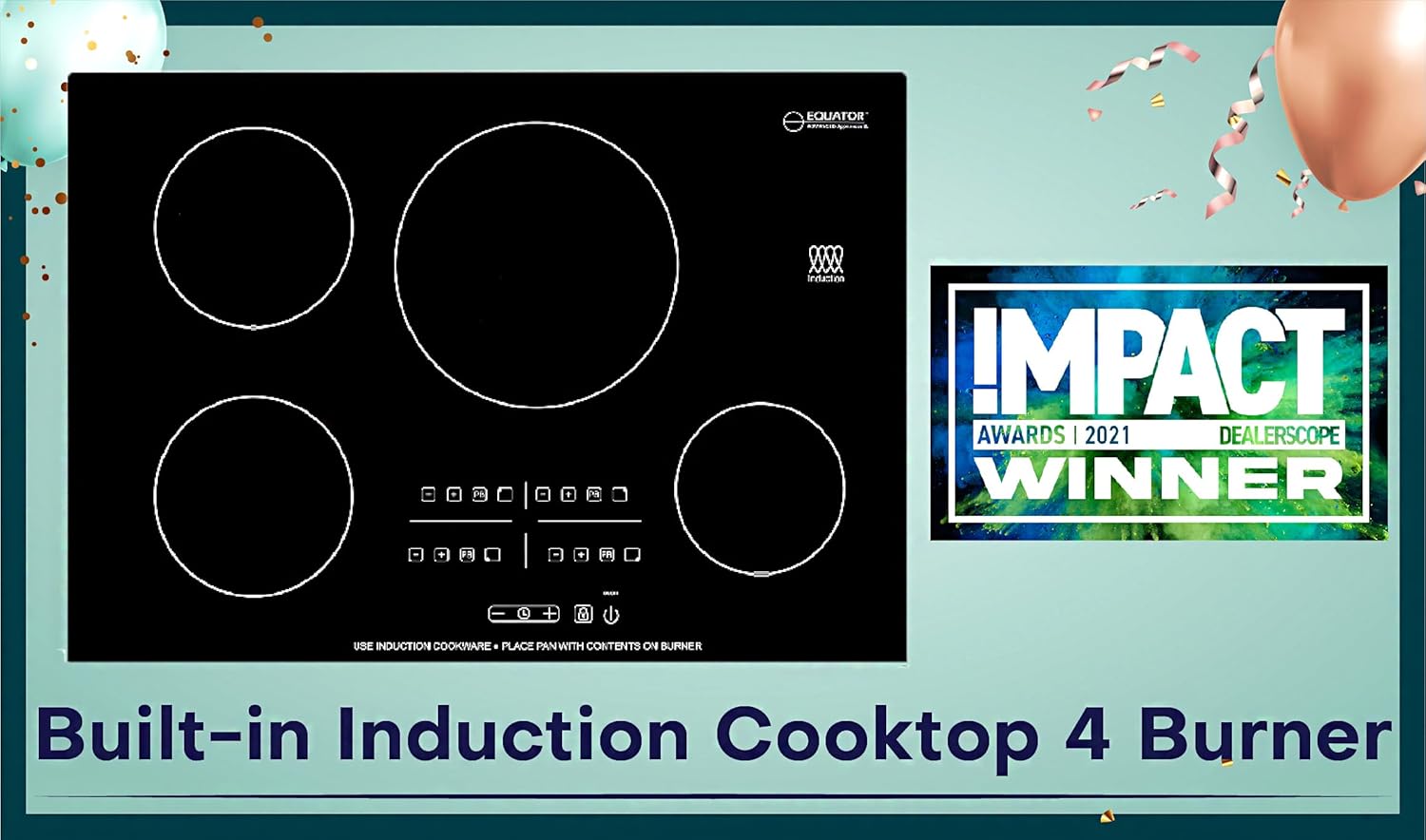 Equator 30" Modern Built-in Stainless Steel Induction Cooktop 4 Burner