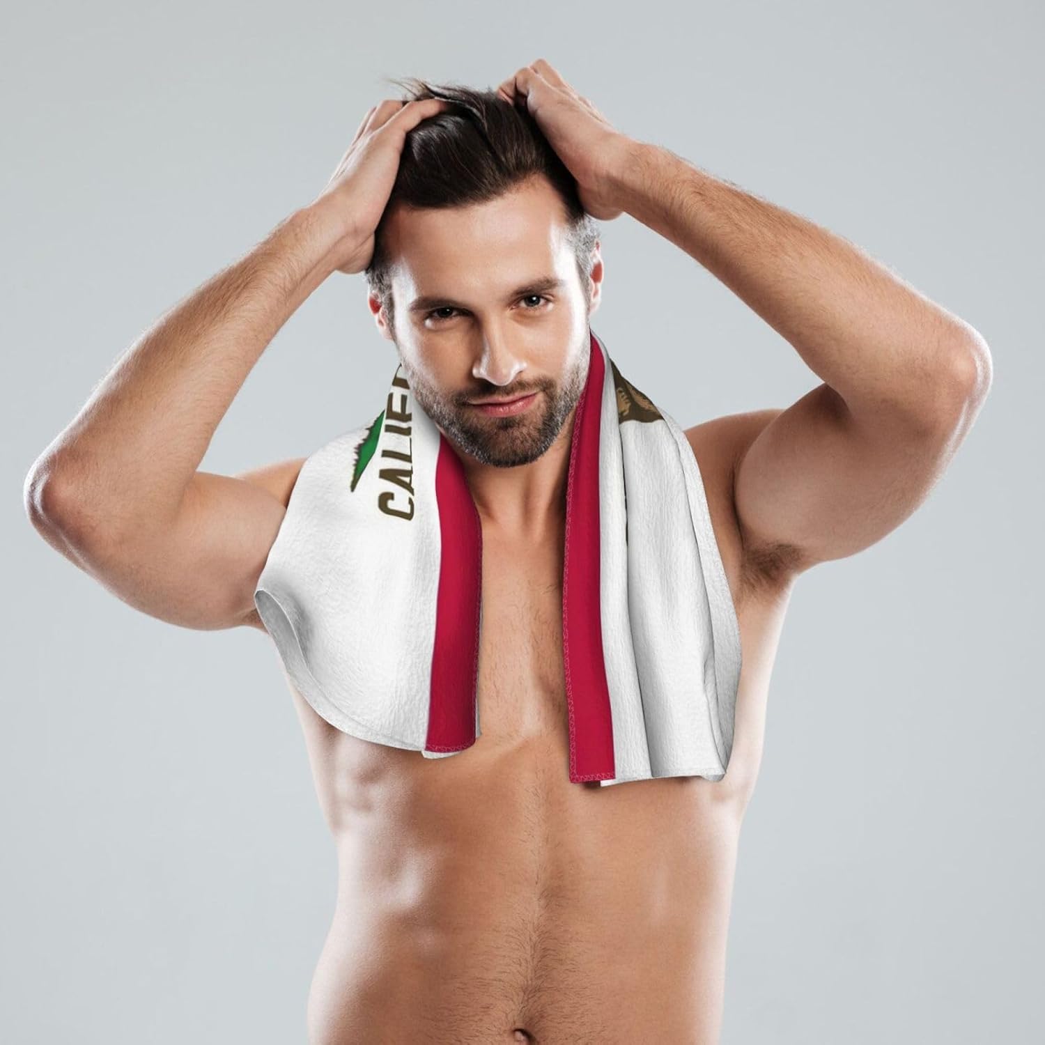 California State Flag Print Hand Towels for Kitchen, Decorative Bathroom Towels Decor Farmhouse Cute for Men Women Gifts