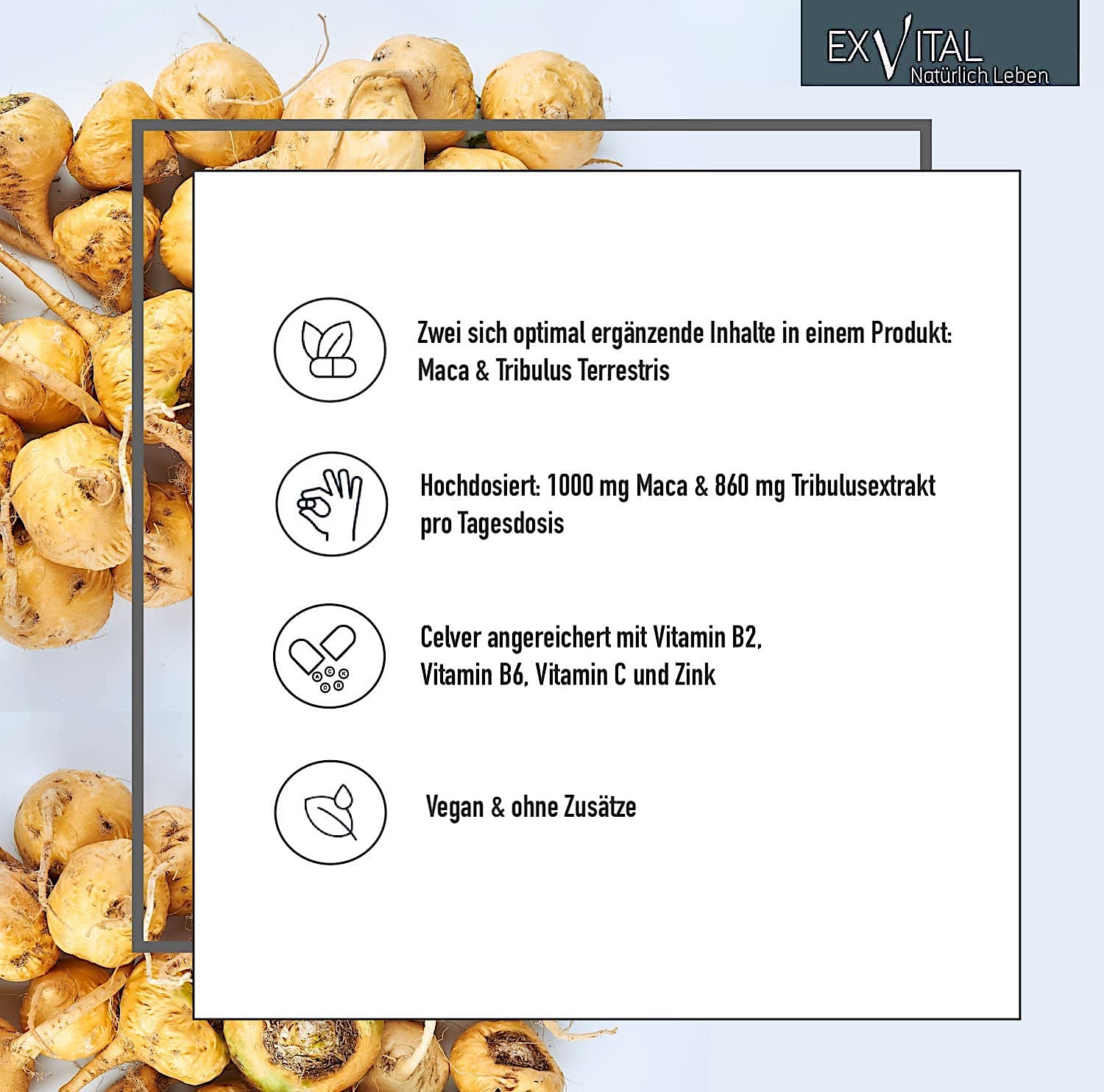 Maca 1000 plus Tribulus, Maca und Tribulus ideal kombiniert in einem Produkt, 90 Kapseln in Premiumqualität, Hochdosiert, 1er Pack (1x 74g)