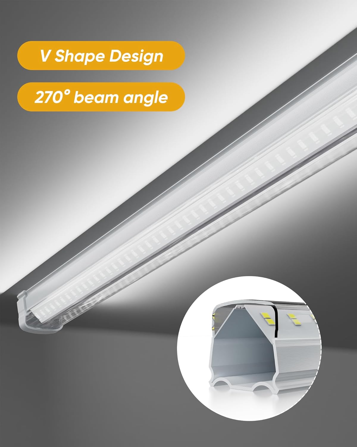 4FT 4 Pack Super Bright LED Shop Lights, 9600LM 60W 6000K Workbench Tube Light, T8 Linkable Ceiling Light Fixture for Garage, Supermarket, Warehouse, Barn, Gym