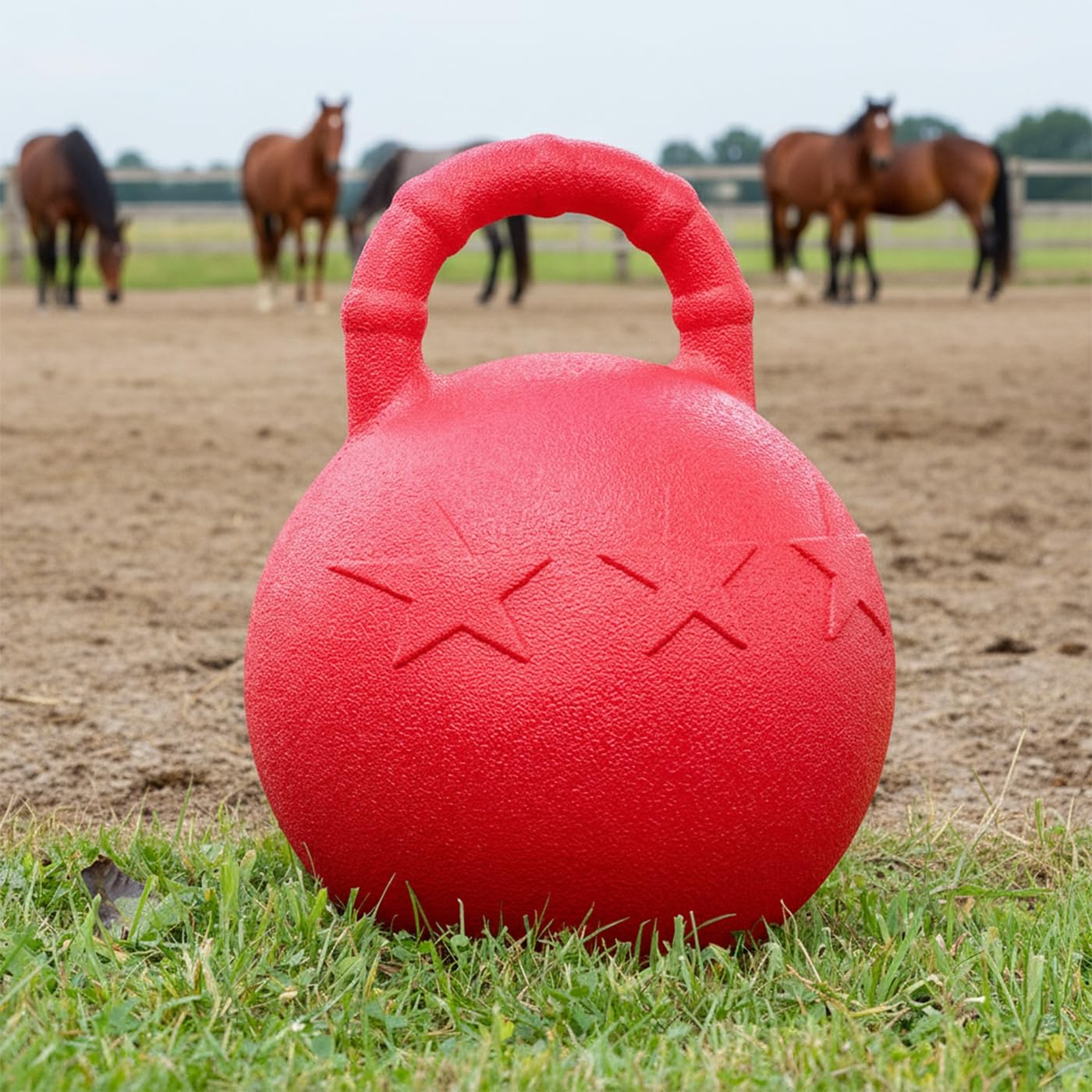 VOSS.farming Spielball mit Griff für Pferde 25cm rot Eva Kunststoff Beschäftigungsspielzeug