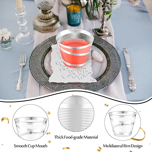 Vista 63 de Gejoy Vasos de plástico con borde de 9 onzas, vasos desechables para beber vino, vasos transparentes y elegantes de Halloween para suministros