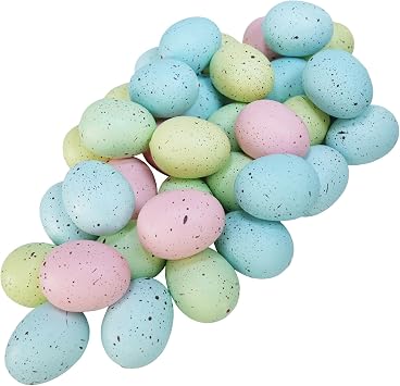 Winlyn 40 Pcs 5 Colors Artificial Easter Eggs Decorative Speckled Eggs Pastel Pink Green Blue Foam Eggs 2" for Easter Basket Spring Table Centerpieces Bowl Filler Seasonal Wreath DIY Craft Party Decor