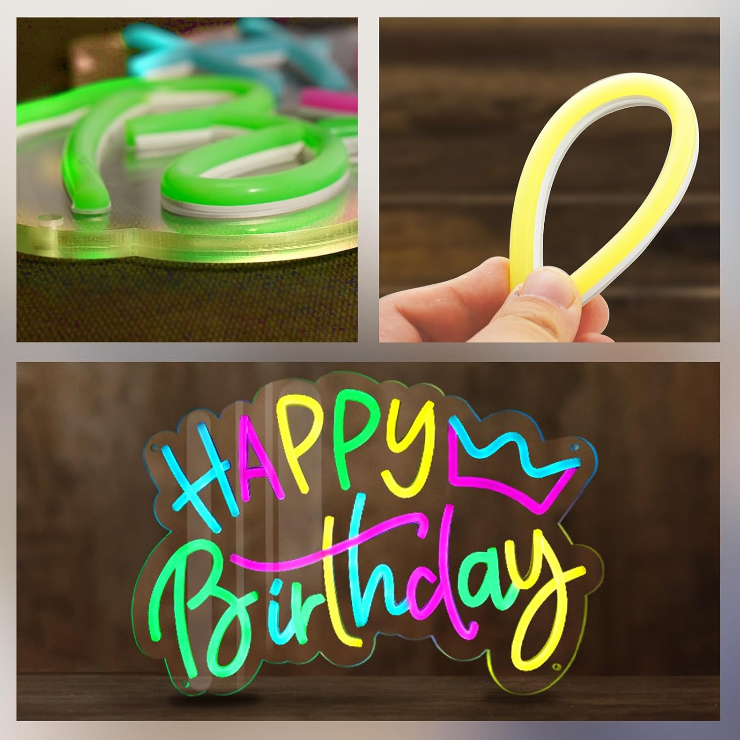 Large Happy Birthday Neon Sign for Birthday Party, Happy Birthday Light up Sign, Led Neon Sign with Dimmable Switch for Wall Decor, Party Decoration Use, Power by USB(16.8 X 12.8 inches) - Image 4