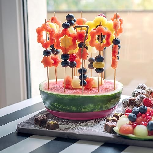 Miniatura 8 de CompoBambu Brochetas de bambú natural  100 palitos de madera de 12 pulgadas para barbacoa, brochetas de barbacoa para aperitivos, plantas pequeñas,