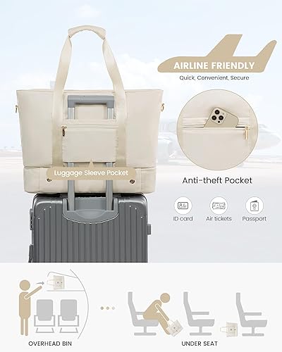 Miniatura 5 de LOVEVOOK Bolsa de viaje para mujer, bolsas de fin de semana para mujer con compartimento para zapatos, bolsa de lona para gimnasio, bolsas de viaje