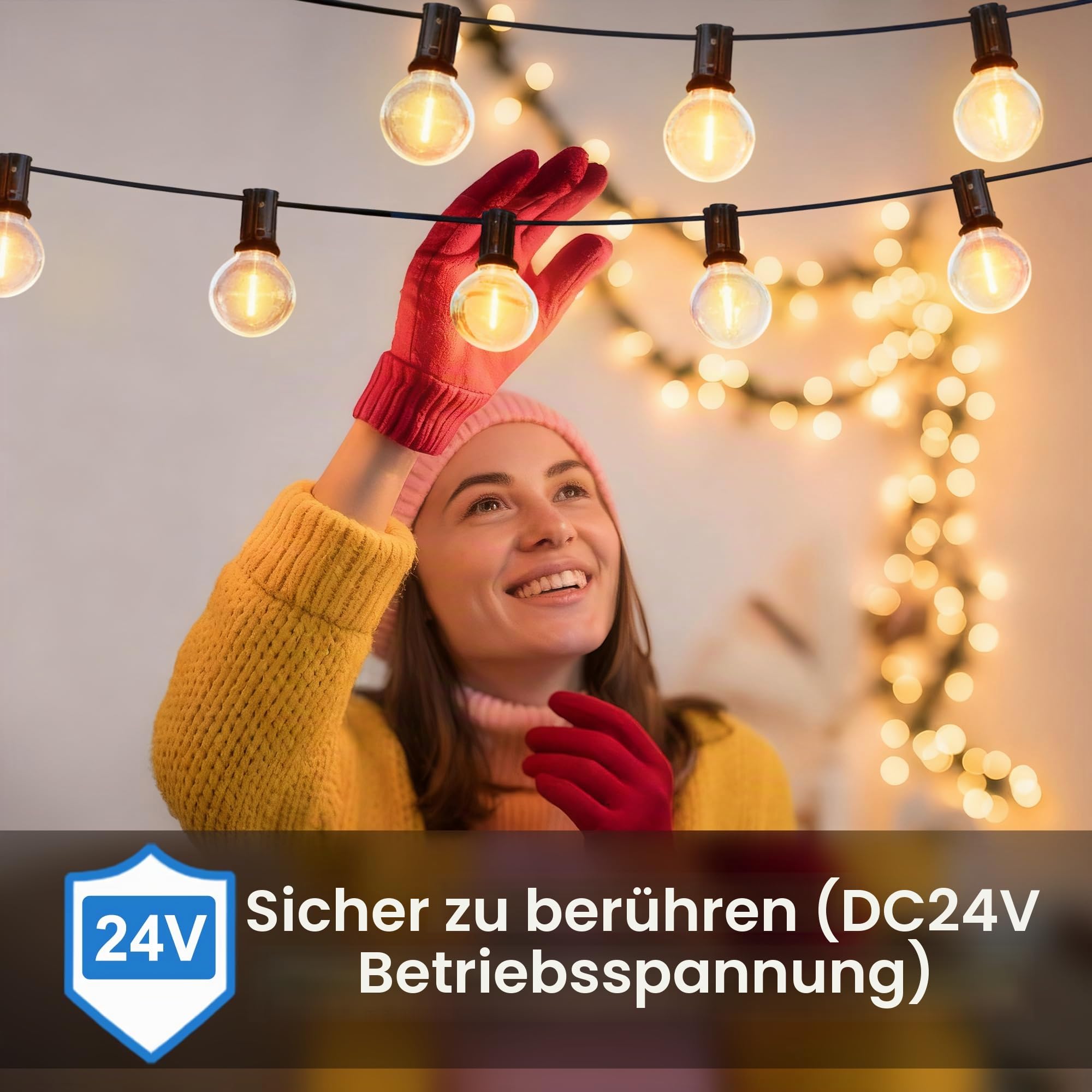 FTL 45M Lichterkette Außen Strom, 150FT LED G40 Outdoor Lichterkette mit Warmweiß 45+2 G40 Glühbirnen IP45 Wetterfest Beleuchtung Lichterkette für Garten Terrasse Balkon Hochzeiten Party Pavillon