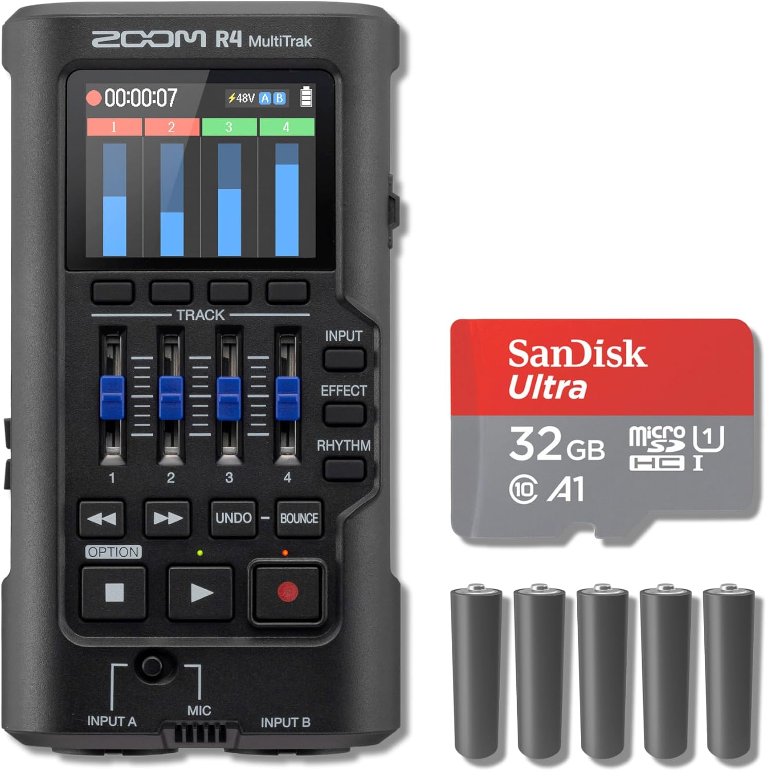 Zoom R4 MultiTrak 32-Bit Float Digital Recorder and USB Audio Interface with AA Batteries and 32GB microSD Card