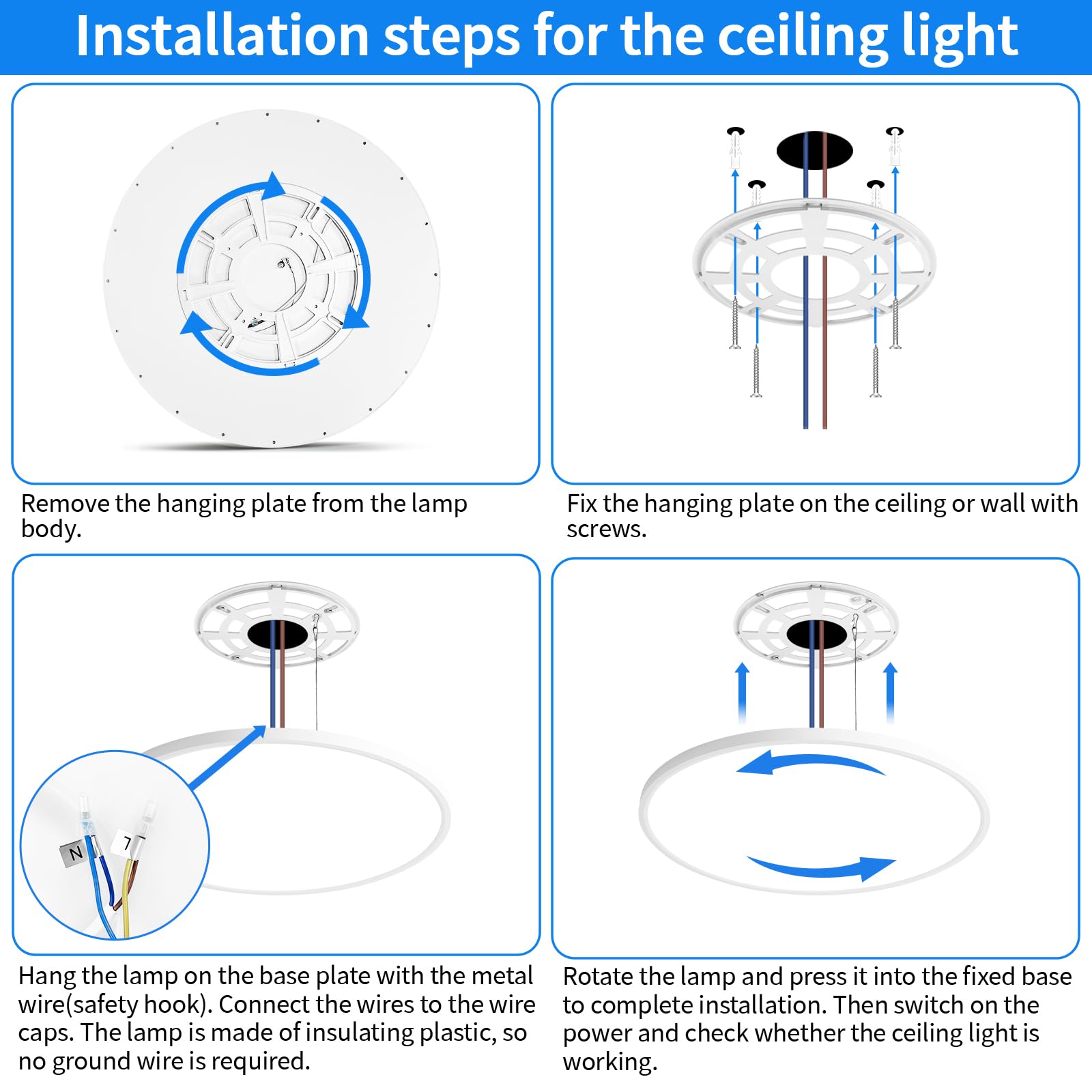 MOONSEA Plafoniera LED Soffitto, Plafoniere 48W 3000-6500K Dimmerabile, Plafoniera LED Soffitto Moderna 50cm per Soggiorno, Camera da letto, Cucina, Ufficio, Bianco