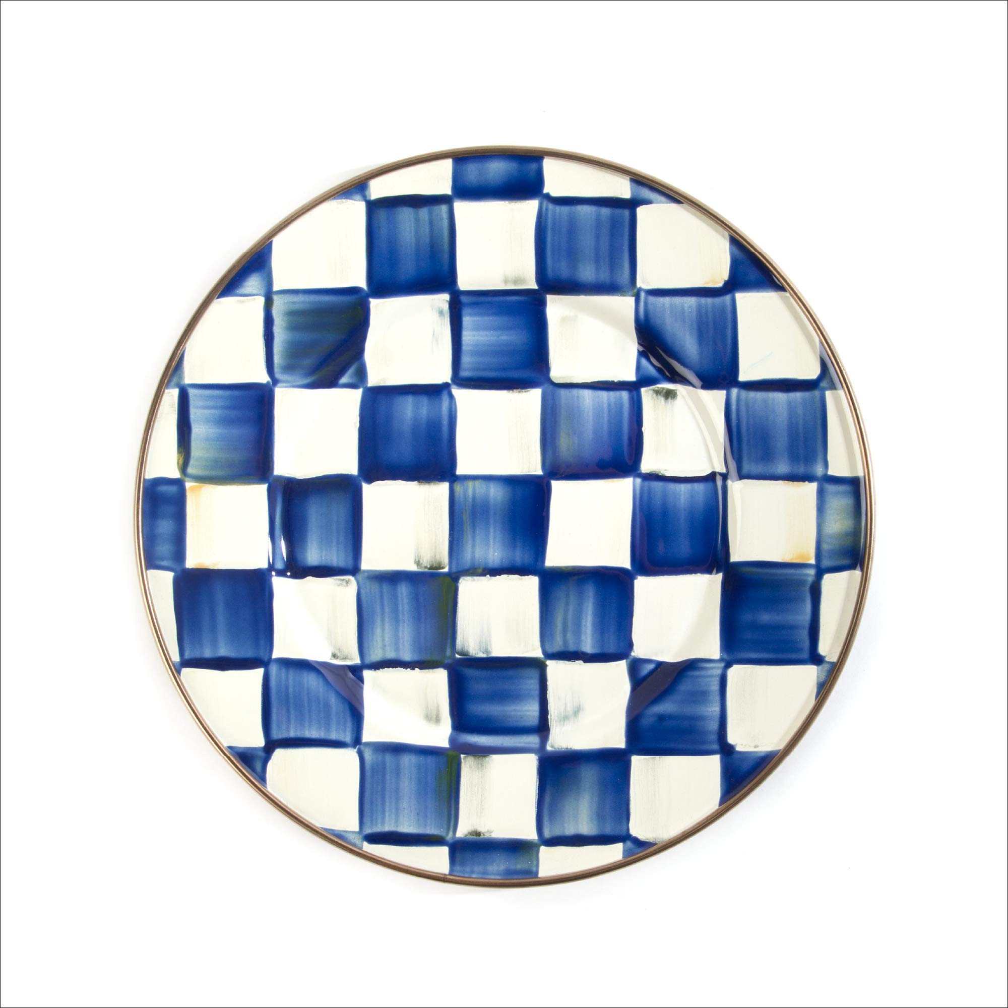 MACKENZIE-CHILDSEnamel Salad and Dessert Plate, Small Plate for a Dessert or Appetizer Dish, 8 Inches, Blue-and-White Royal Check