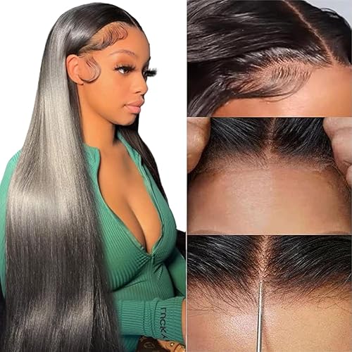 6x5 Wear and Go Glueless Wigs Human Hair Pre Plucked Pre Cut 200% Density HD Lace Straight Lace Front Wigs Human Hair Glueless Lace Front Wigs For Women 32 Inch