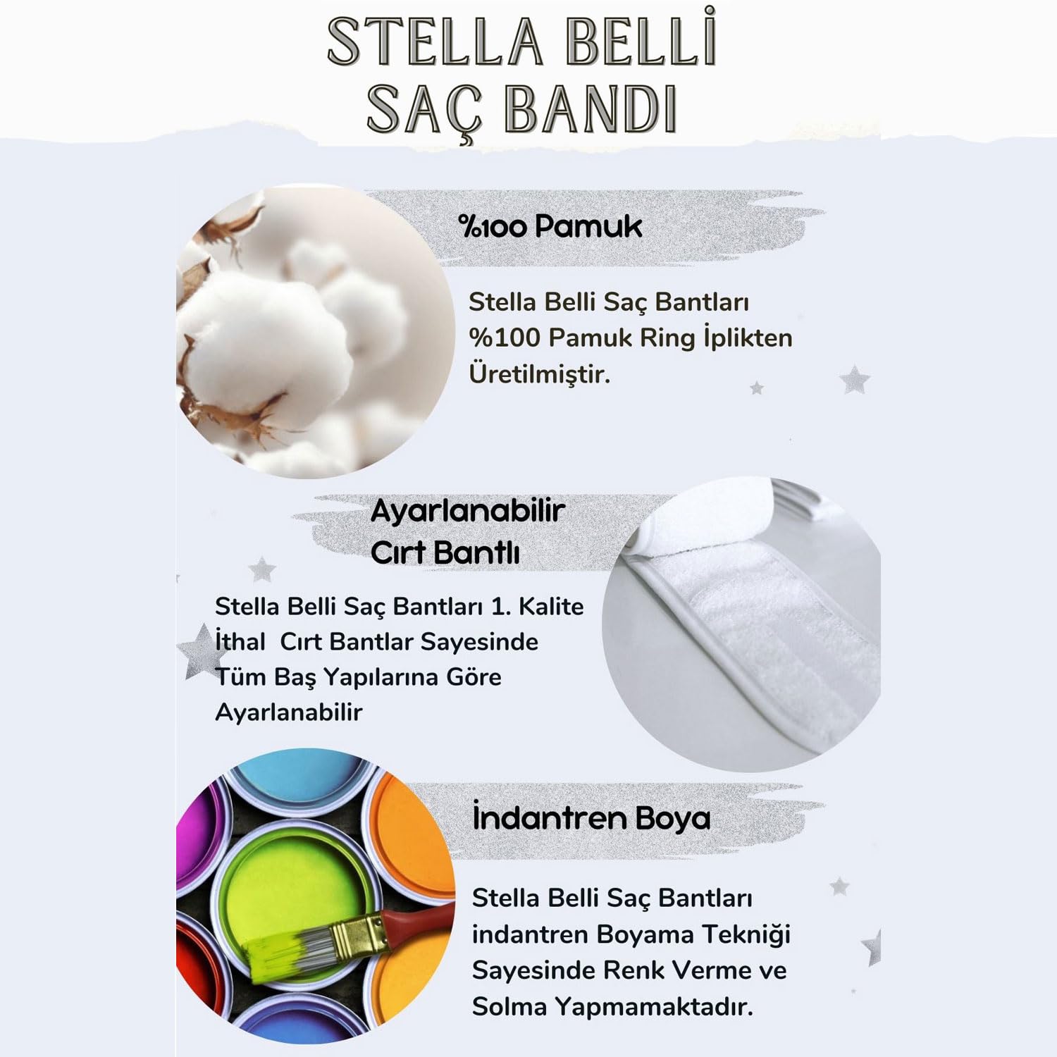 StellaBelli Saç Bandı & 30x30 Cm Havlu 2li Set |%100 Pamuk Bukle | Sporcu Makyaj Bandana | Cilt Bakımı | Beyaz