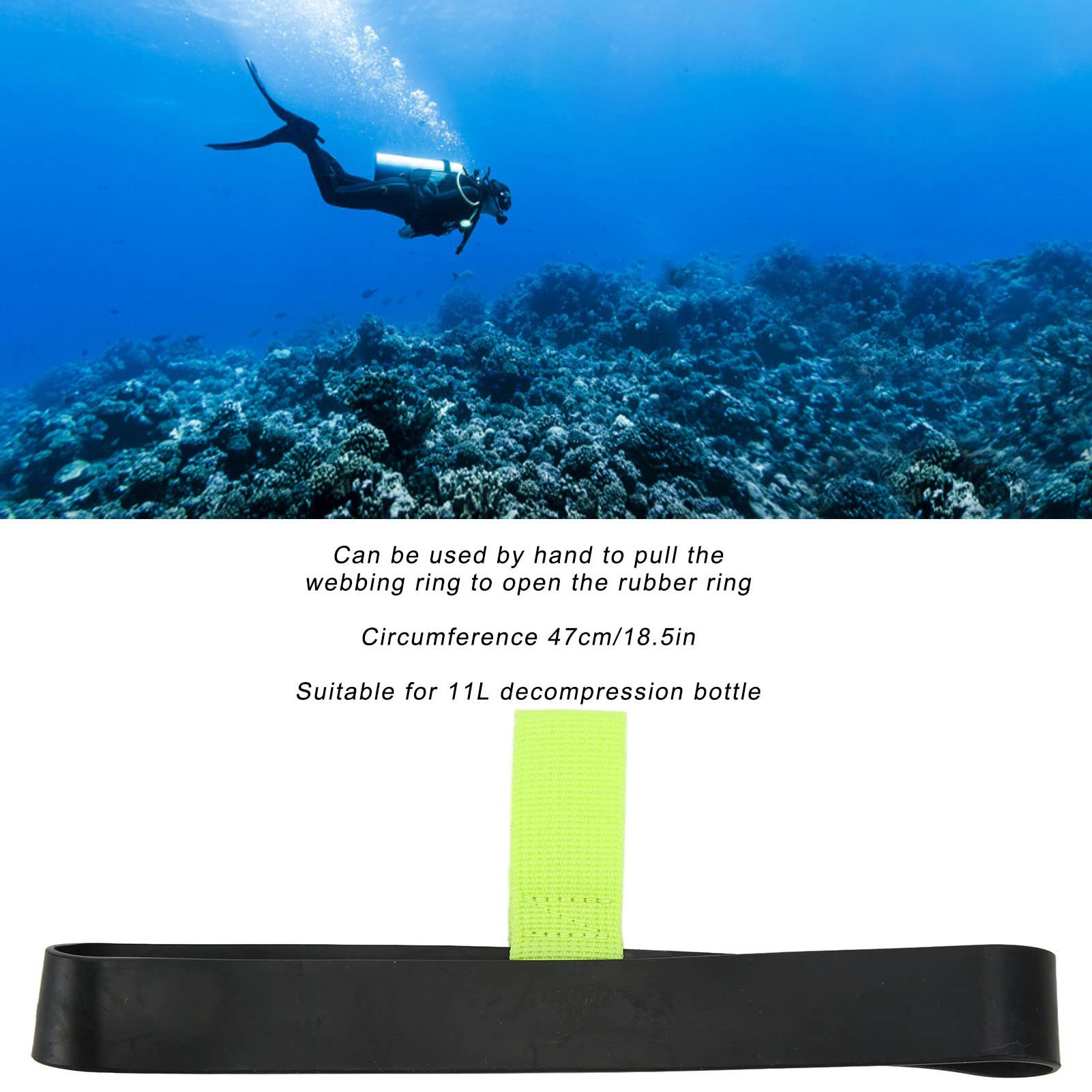 Yuecoom Diving Retainer Band Rubber, Multipurpose Diving Tank Cylinder Strap for Diving Dive Tank Cylinder Strap (Fluorescent Green)
