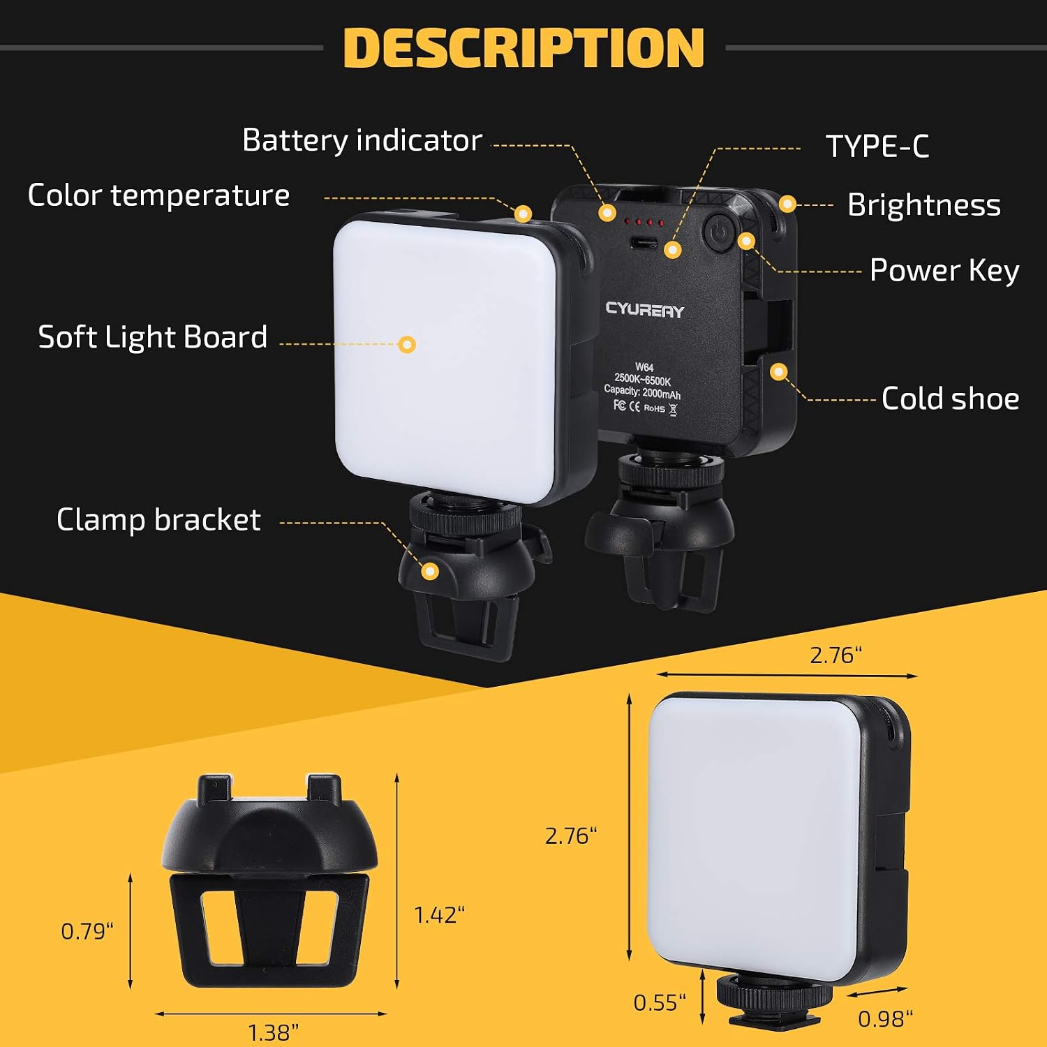 Video Conference Lighting, LED Zoom Lighting for Computer & MacBook Laptop Camera Webcam Lighting for Video Recording, Zoom Calls, Live Streaming, Facetime, Video Shooting, Selfie (64 Lamp Beads)