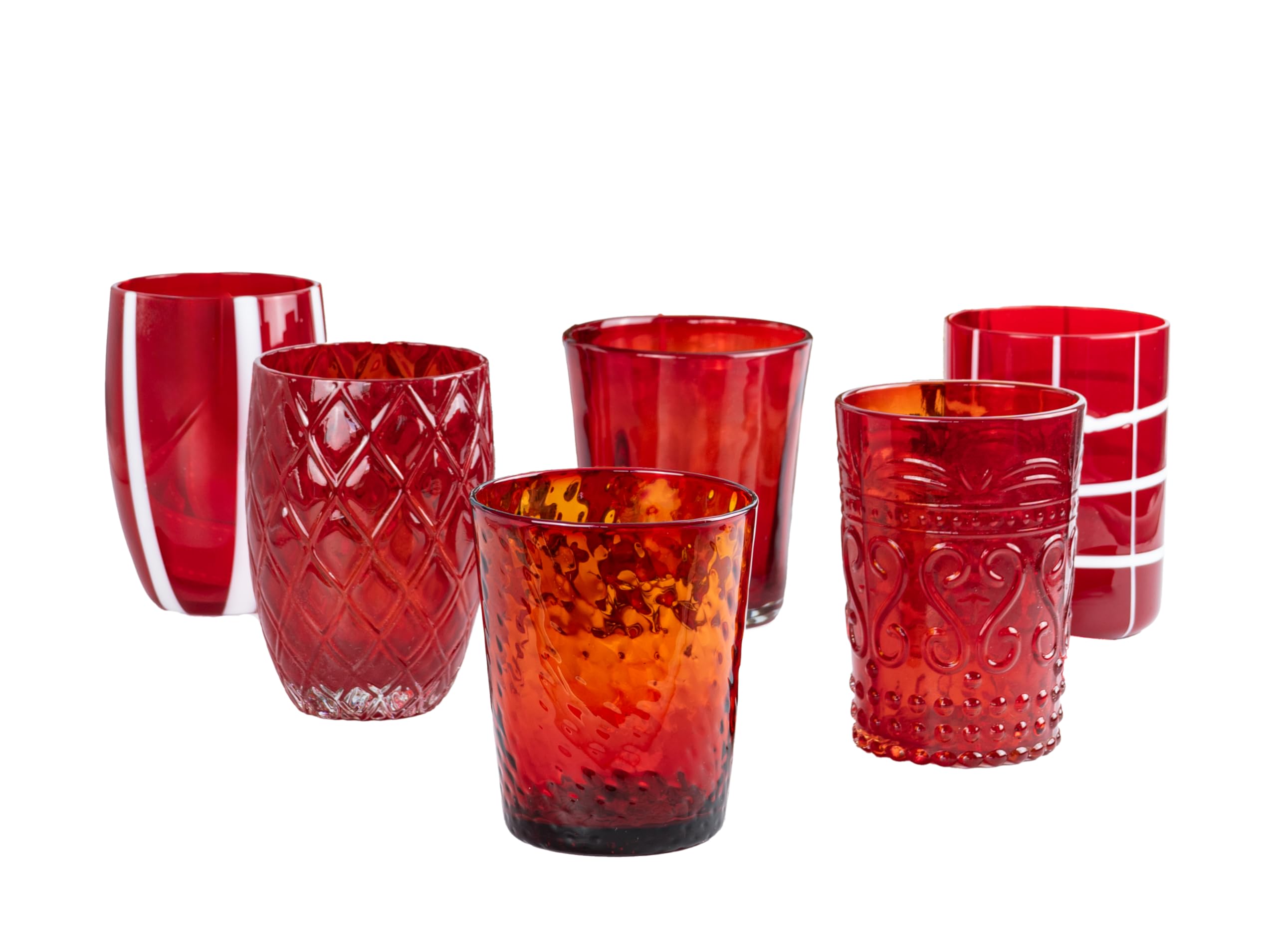 Zafferano Melting Pot Set mit 6 gemischten Gläsern, Rot MP00111
