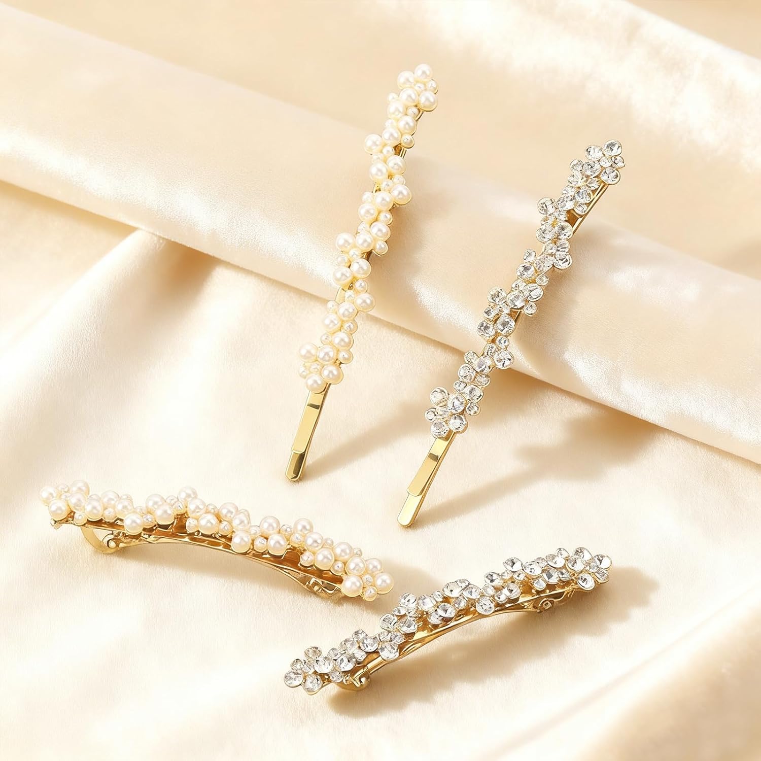 3 PCS Pearl Hair Clips Barrettes for Women, Gold Hair Barrettes Elegant French Fancy Clips Hairpins Decorative Headwear Sweet Accessories for Wedding Party (Pearl) - Image 6