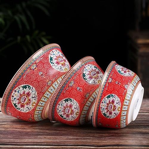 Miniatura 3 de Tazón de cerámica, tazón de ramen, cuencos de sopa Tazón de cerámica Tazón de arroz de porcelana estilo palacio antiguo chino, tazón de avena, tazón