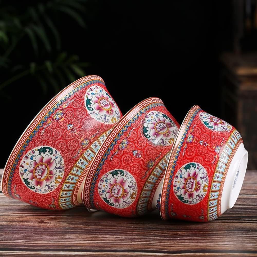 Keramikschale im chinesischen antiken Palast-Stil, hoher Fuß, 15,6 cm, Knochenporzellan, Reisschale mit Emaille, Geschirr zum Essen von Reis