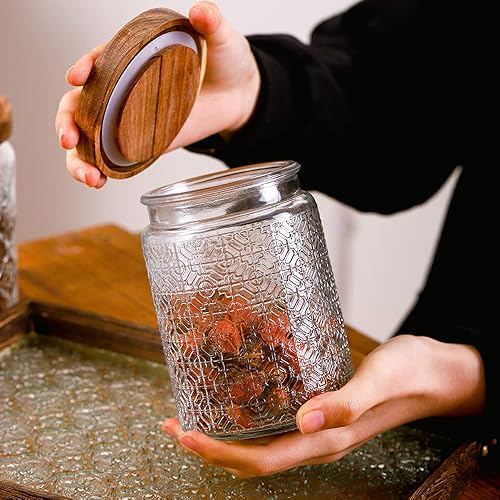 Miniatura 4 de Hovico Tarro de vidrio con tapa  Recipiente de vidrio hermético de 24 onzas, recipientes de cocina para té, granos de café, azúcar, dulces,