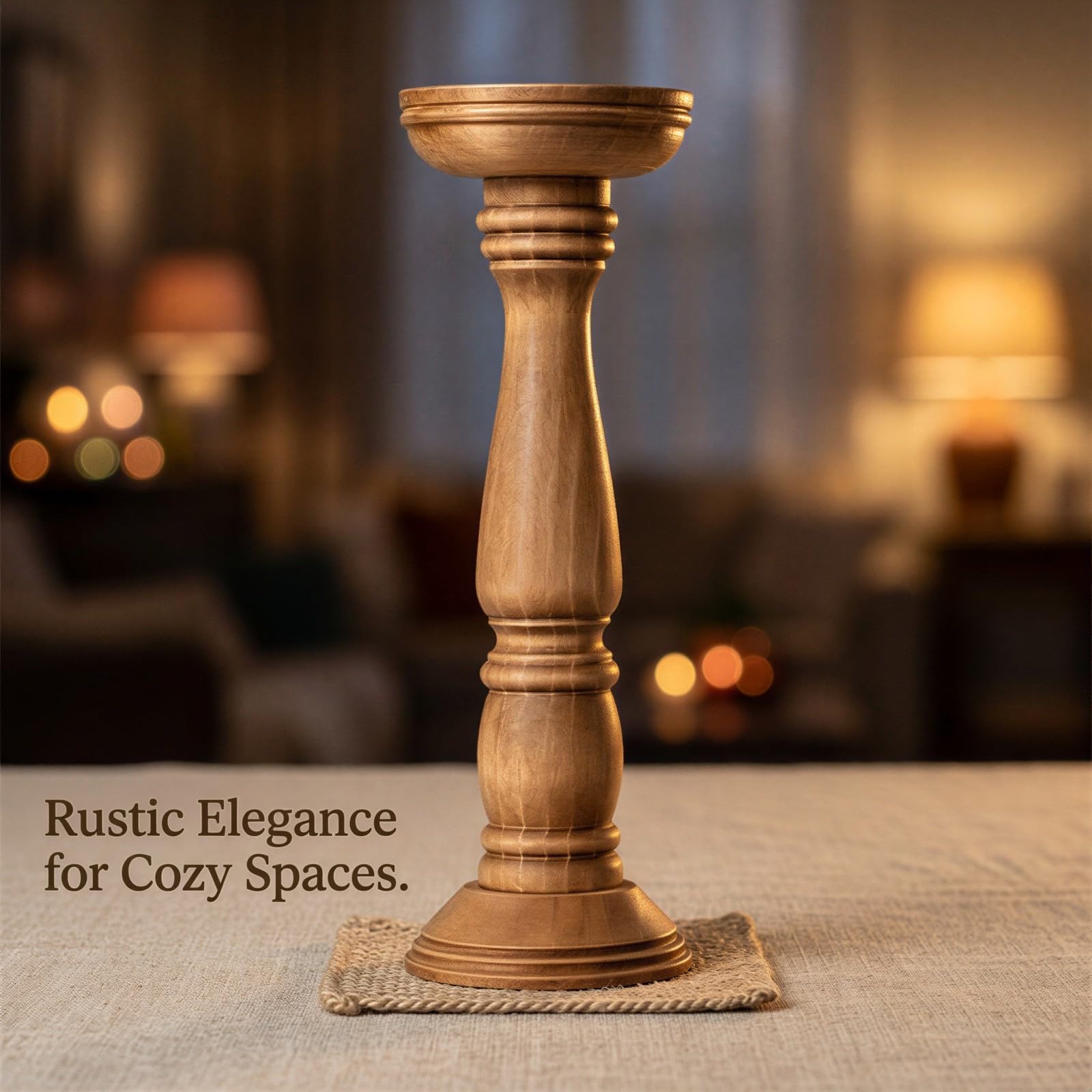 3 STK. Kerzenhalter Set aus Holz, rustikales Design mit Nussbaumfinish, Elegante Kerzenständer im Landhausstil in verschiedenen Höhen, für Hochzeitsdeko, Tischmitte und Kaminsims