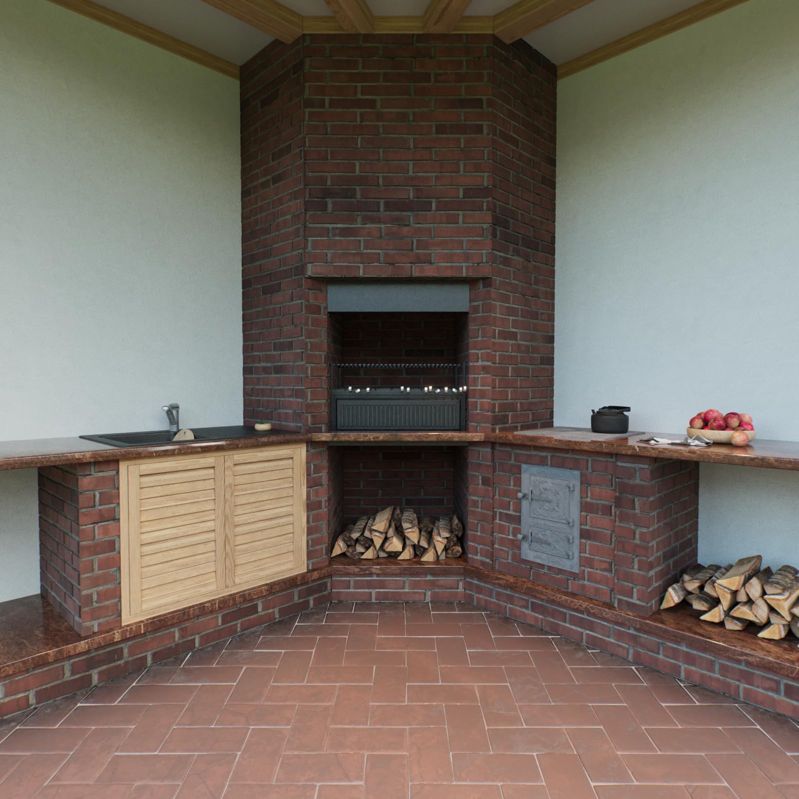 QLS Ofentür Backofentür Pizzaofentür aus Gusseisen Holzofentür Tür 44,5 x 29 cm