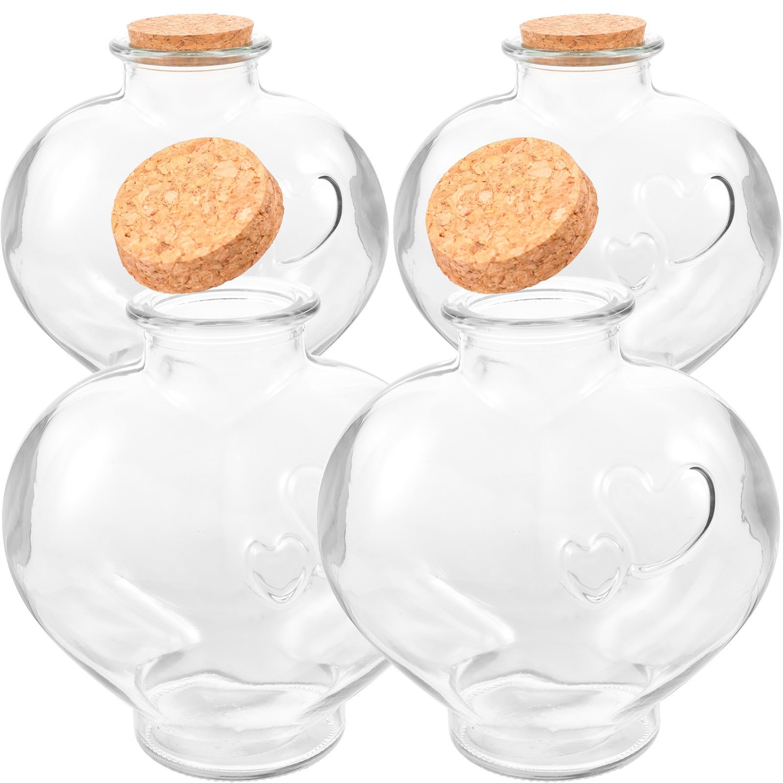 Fioles en verre CRAFTHROU cœur de pêche mini flacons faciles à transporter x4