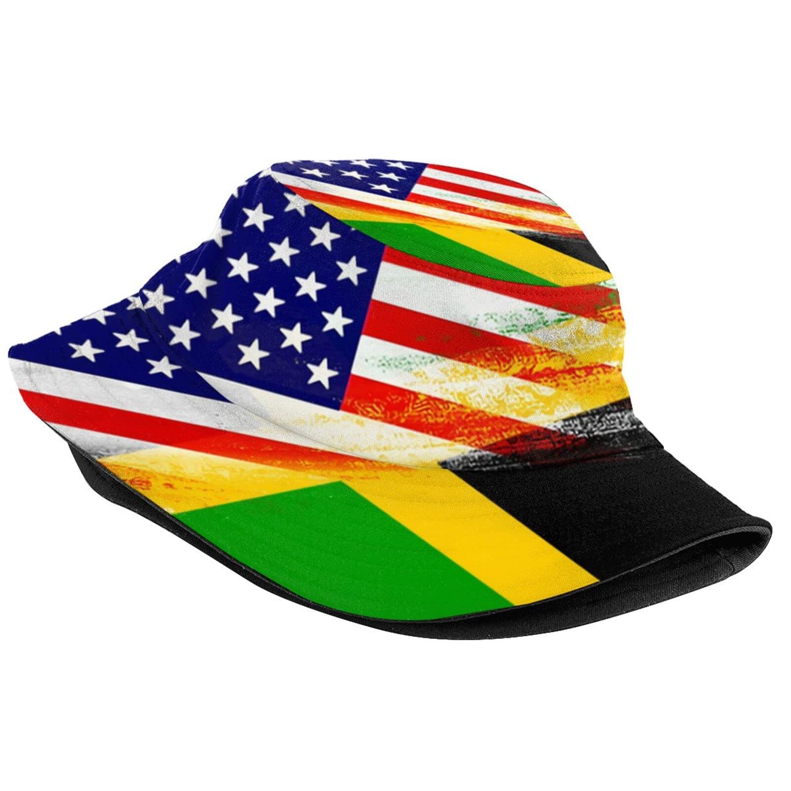 Jamaican Flag Bucket Hat Cute Fisherman Hat Jamaica Flag Bucket Hats Sun Hat for Fishing Hiking Camping