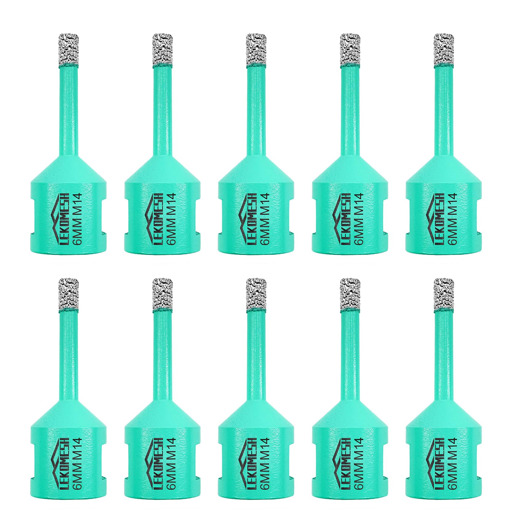Broca Diamante 6mm 10pcs - Corona de Diamante para Porcelánico Cerámica Mármol Granito Piedra, Rosca M14