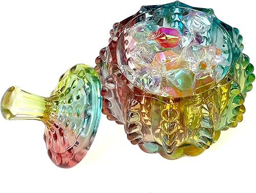 Miniatura 9 de Tarro de almacenamiento de barril de caramelo de cristal colorido tarro de almacenamiento de galletas de lujo en relieve bote de buffet con tapas