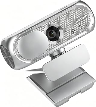 TRAUSI 1080P HD Webcam with Microphone, Noise Cancellation, Privacy Cover, Wide-Angle Lens, Auto Light Correction, Plug & Play USB Webcam for Laptop, Desktop, PC, Mac, Zoom, Skype, Streaming