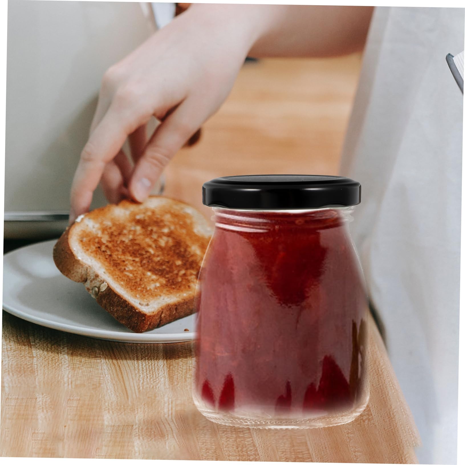 10 Stück Joghurtgläser aus Glas mit Metalldeckel 200ml Flacher Boden Frischhaltend für Milch und Joghurt für Tisch und Party
